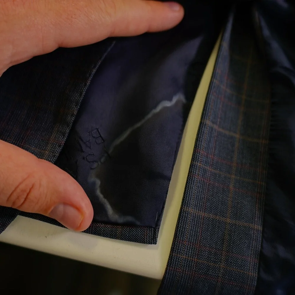 Jos A Bank Signature Gold Gray Plaid W/ Yellow Orange Windowpane 46L Suit Jacket